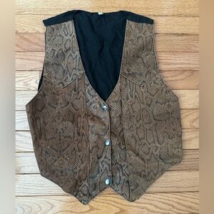 Leather Brown Snakeskin Vest Size Small